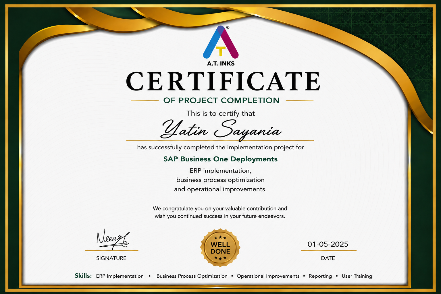 SAP Business One Deployments Certificate
